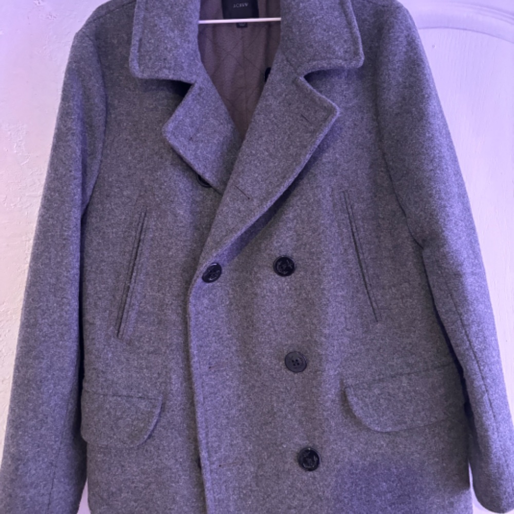 JCrew Wool-Blend double breasted Coat With Buttons gray